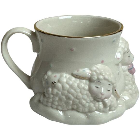 Lenox Lazy Lamb Ivory Porcelain Baby Feeding Divided Bowl & Cup - Picture 4 of 9